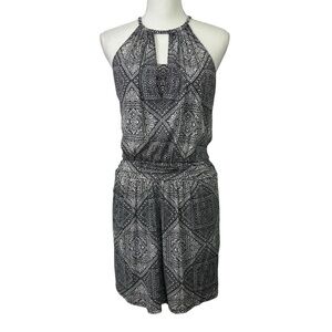 White House Black Market Mesh Print Flirty Halter Dress Sz Small Multi Colors